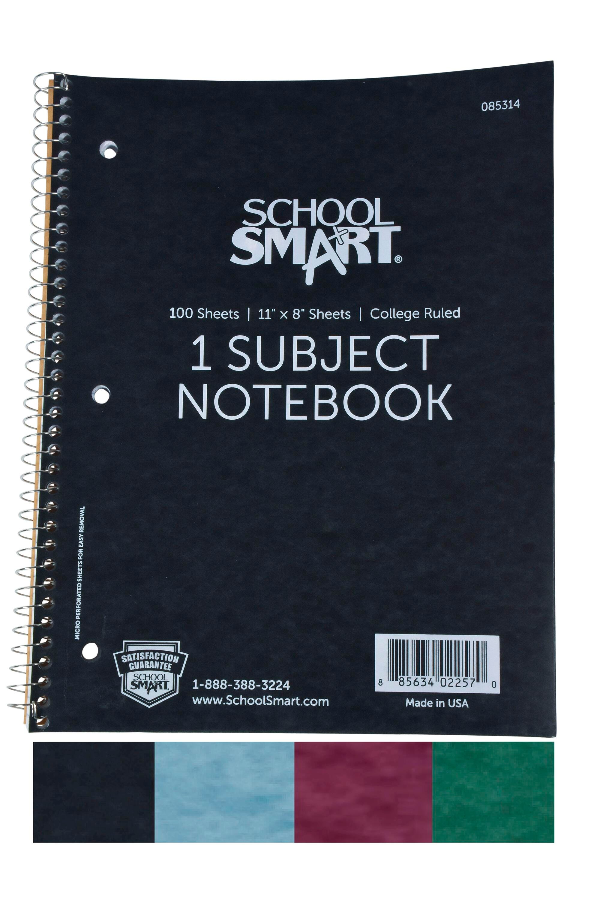 School Smart Spiral Perforated 1 Subject College Ruled Notebook, 11 x 8-1/2 Inches School Smart Spiral Perforated 1 Subject College Ruled Notebook, 11 x 8-1/2 Inches